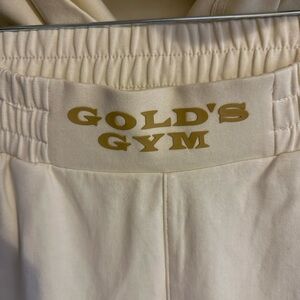 GOLD’S GYM NWT NEW MATCHING HOODIE SZ L SWEATPANTS SZ M IVORY TAGS ATTACHED
